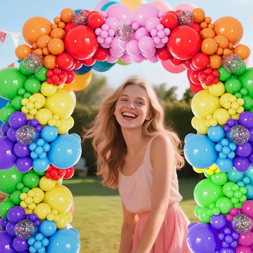 KUULBELA Rainbow Balloons - 110 Pack 12 Inch Assorted Helium Latex Balloons for Birthday & Wedding Parties
