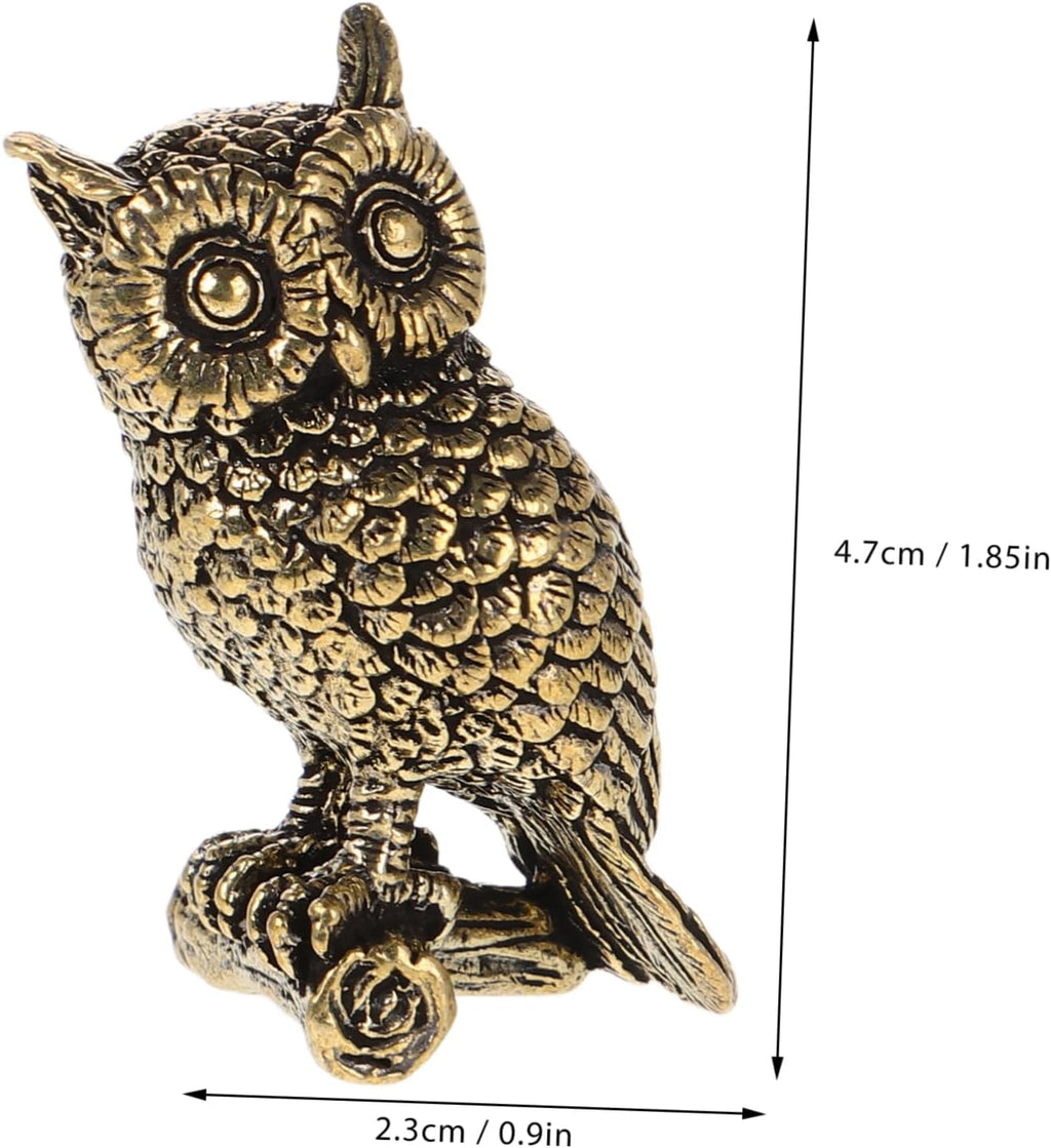 Skiennix Brass Owl Figurine - Unique Decorative Animal Art for Home & Office | Elegant Shelf Ornament
