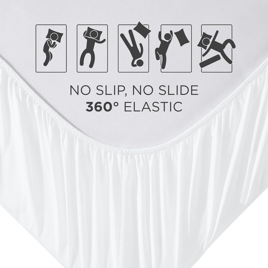 Royale Linens Fitted Sheet - Ultra Soft 1800 Brushed Microfiber - Hotel Luxury, Deep Pocket, White