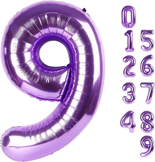 40 Inch Purple Number 9 Balloon - Perfect for Birthday Parties, Weddings & Graduations