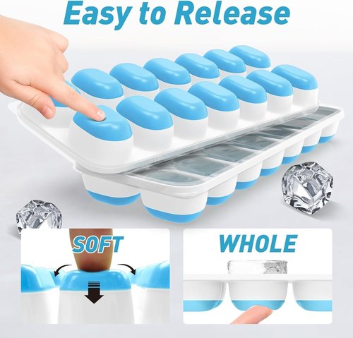 ChefAide Ice Cube Tray - Durable Stackable Design with Removable Lids | 4 Packs of 56 Easy-Release Cubes