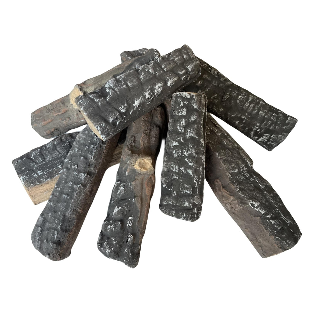 LILALIWA Gas Fireplace Logs, 8 Small Pieces Ceramic Wood Log and Accessory Set for Gas Ethanol Electric Fireplaces, Indoor or Outdoor Fireplaces, Fire Pit Decorations