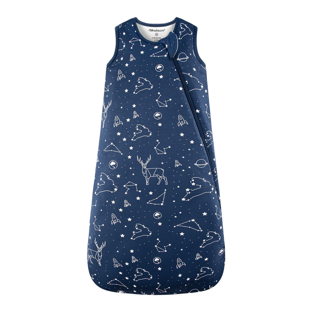 Mosebears Unisex Rayon Made from Bamboo Sleep Sack with 2-Way Zipper,2.5 Tog Baby Winter Sleep Sack(Navy Blue,18-36 Months)
