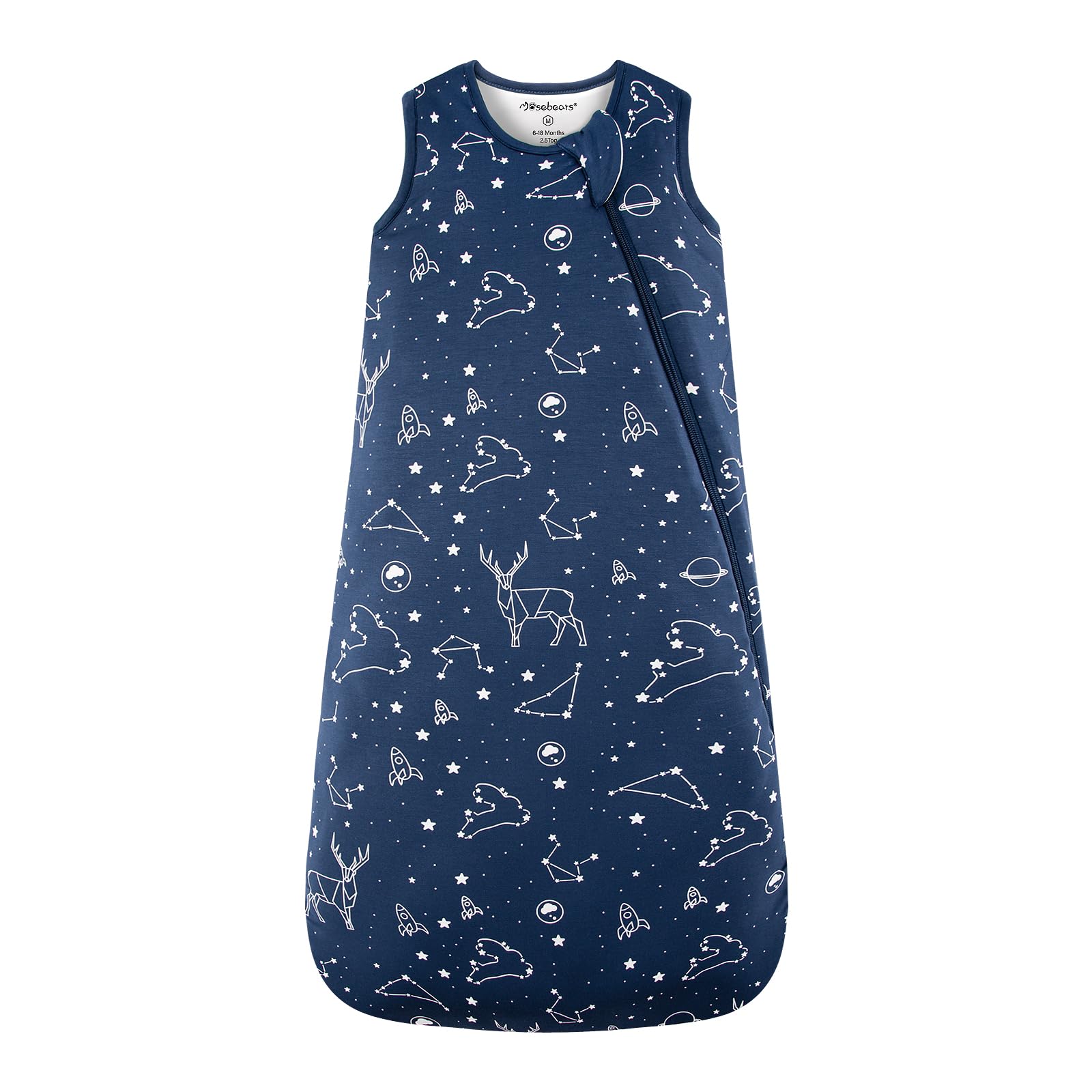 Mosebears Unisex Rayon Made from Bamboo Sleep Sack with 2-Way Zipper,2.5 Tog Baby Winter Sleep Sack(Navy Blue,18-36 Months)