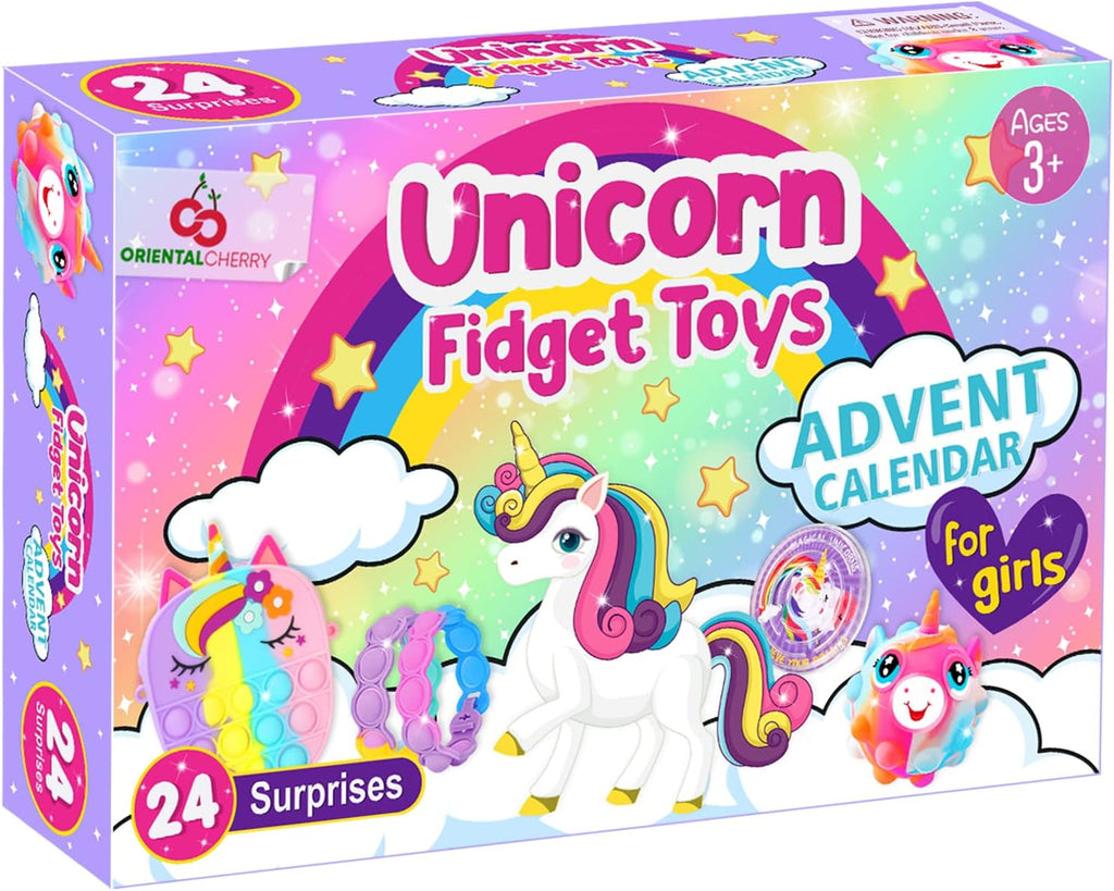 Unicorn Fidget Toys Advent Calendar 2025 | 24 Days of Sensory Surprises for Kids Ages 3-10