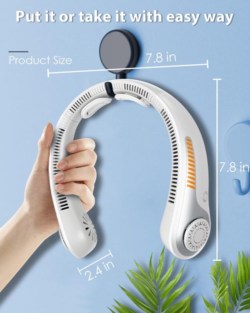 AUIIAH Portable Neck Fan Rechargeable Wearable Personal Fan Blow Cold Air, 5 Speeds, USB Battery, Neck Cooler with Neckbrace, Gift for Men Women, Sports, Gardening, Home, Outdoors, Travel, Camping