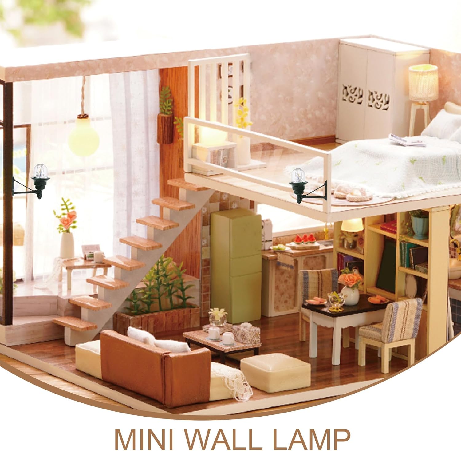 Uonlytech Miniature Wall Lamp Set - 4 Pcs Simulated Street Lights for Dollhouse Decor | Landscape Accessories
