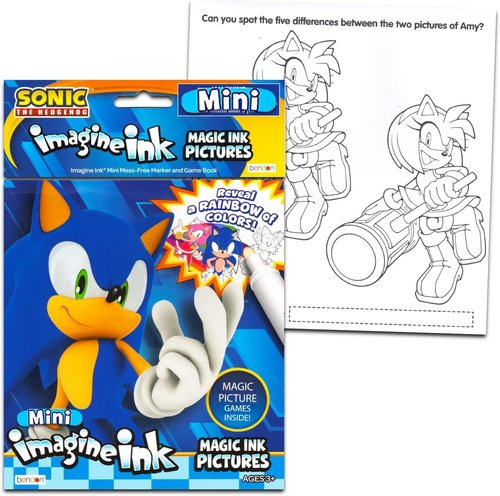 Sonic the Hedgehog Mess Free Coloring Book Set - Party Favor Supplies Bundle with 12 No-Mess Magic Imagine Ink Activity Books for Kids