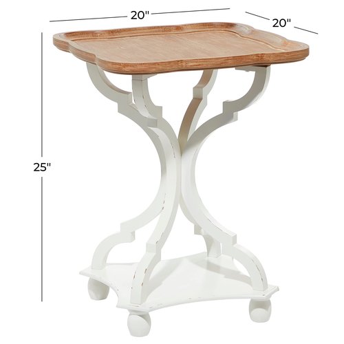 Deco 79 Wooden Side End Accent Table End Table with Brown Wood Top, Side Table 20" x 20" x 25", White
