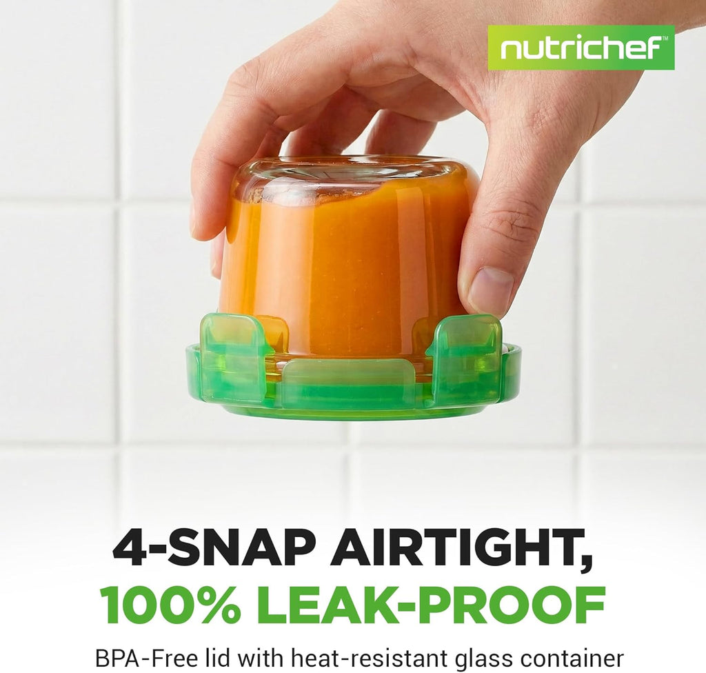 NutriChef 24-Piece Glass Food Storage Containers Set - Stackable, Microwave & Dishwasher Safe, 4.48oz