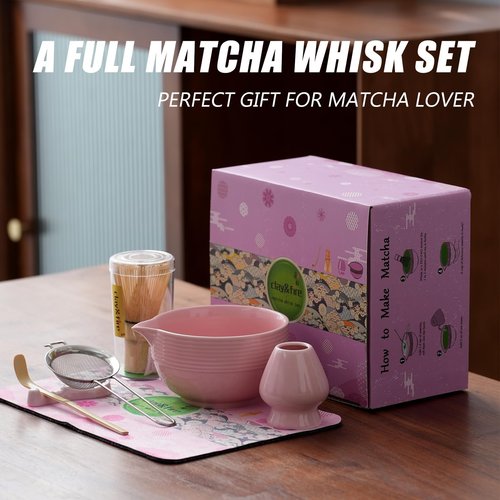 Clay&Fire Matcha Whisk Set, 9 pcs Ceramic Matcha Set, Gifts for Women,Matcha Bowl with Spout and Whisk, Matcha Kit for Matcha Lovers, Ideal Gift Christmas, Birthday, Anniversary