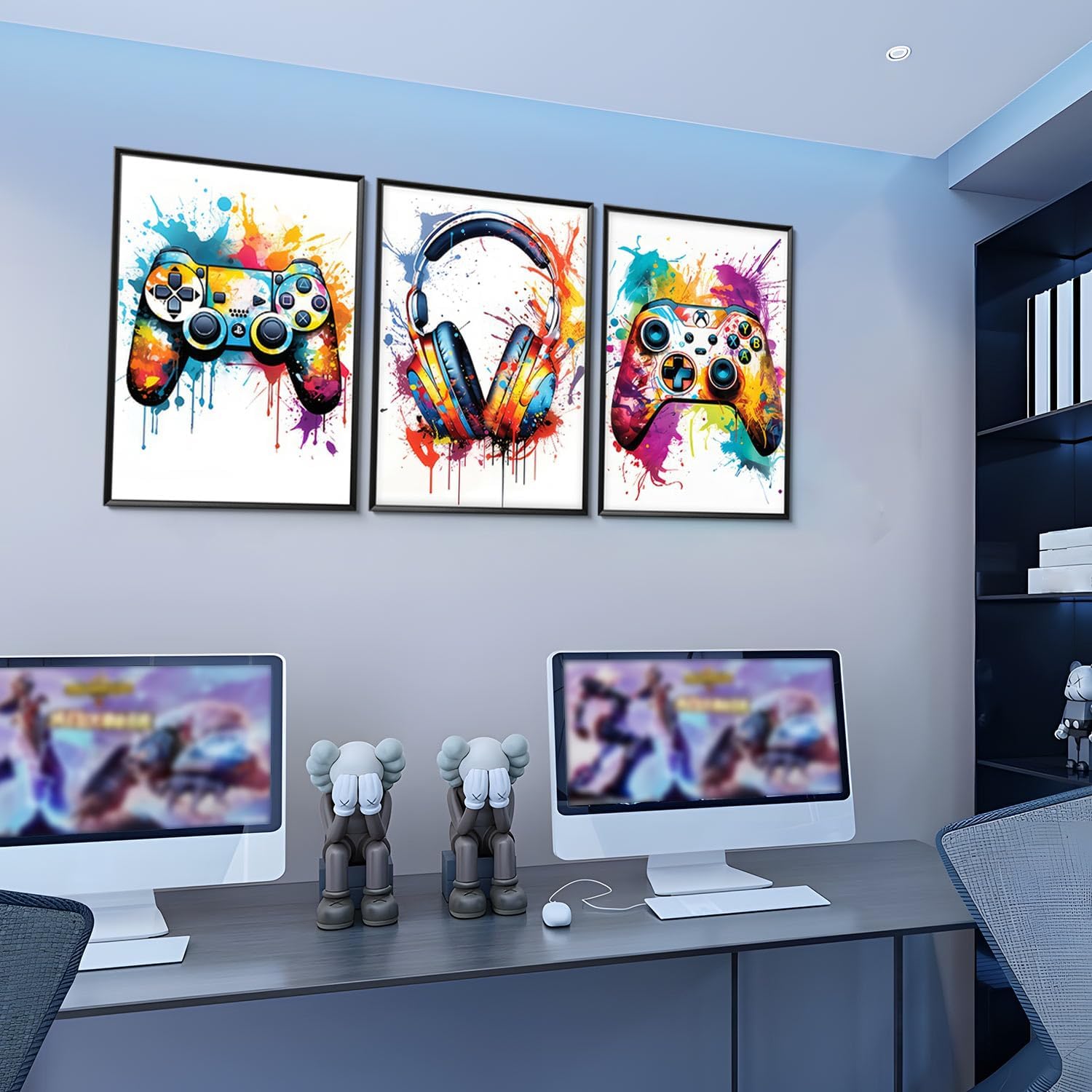 Skiennix Gaming Room Decor - Set of 3 Video Game Canvas Prints | Graffiti Posters for Teen Boys 16x24in