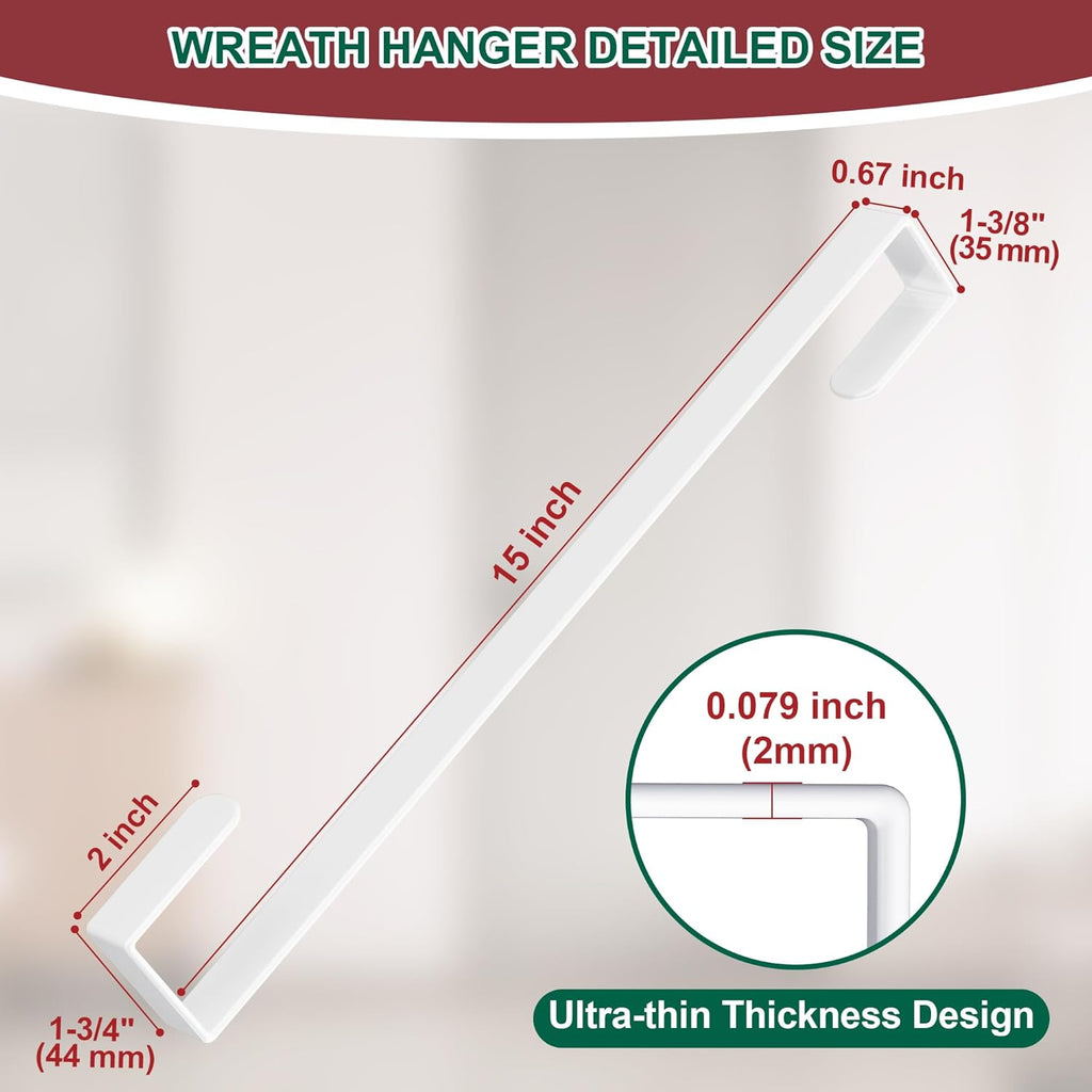 Reversible Wreath Hanger by [Brand Name] - Heavy Duty Steel Over The Door Hook | Fits Most Doors Up to 1-3/4”
