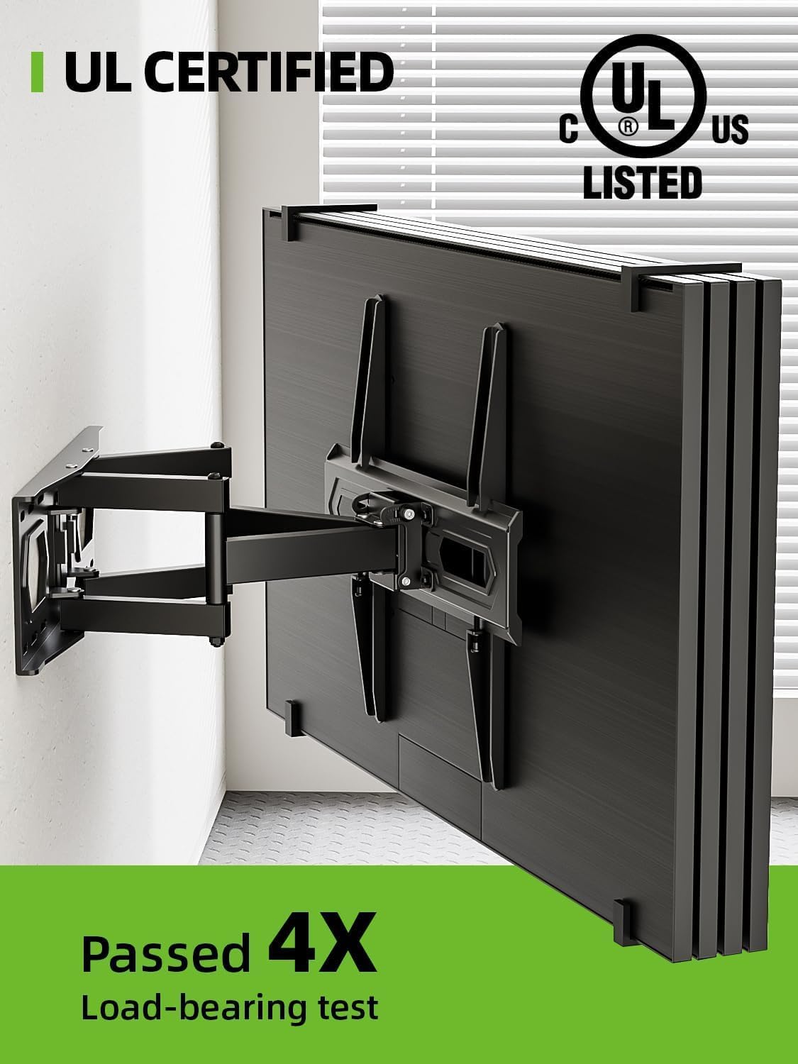 USX MOUNT Full Motion TV Wall Mount for 32-74 Inch Flat Screen | Swivel & Tilt Dual Arms, Max VESA 400x400mm