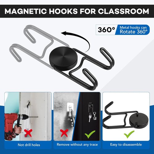 LOVIMAG Magnetic Hooks - Heavy Duty 50lbs+ Magnet Hooks for Cabin, Kitchen, and Home | 5 Pcs Black
