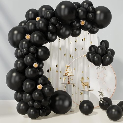 EMART 100pcs Black Balloons - 12 Inch Latex Helium Quality for Parties, Weddings & Events