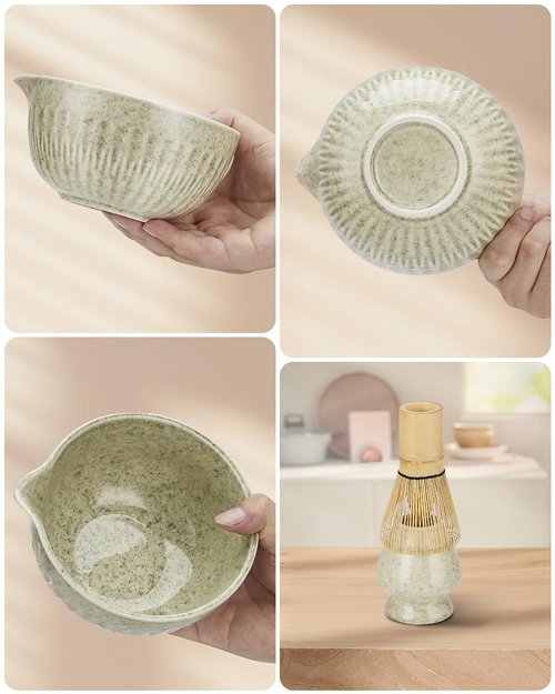 20Oz Matcha Whisk Set，7 Pcs Matcha Kit Includes Matcha Bowl, Whisk & Holder, Bamboo Scoop, Scoop Rest, Sifter & Tea Towel - Perfect for Matcha Tea Ceremony