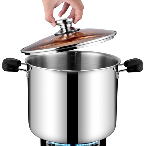 Onader Large Stainless Steel Stock Pot for Cooking, 12 Quart Big Soup Pot with Lid & Anti-Scald Handles, Tri-Ply Induction Stockpot