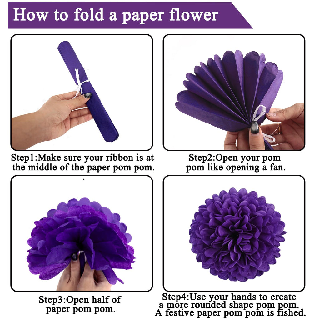 Crenics Purple 60th Birthday Decorations for Women - Back in 1966 Backdrop, Banner, Swirls, Centerpieces, Sash, Paper Pom Poms, Cake Topper and Balloons for 60 Birthday Party Supplies