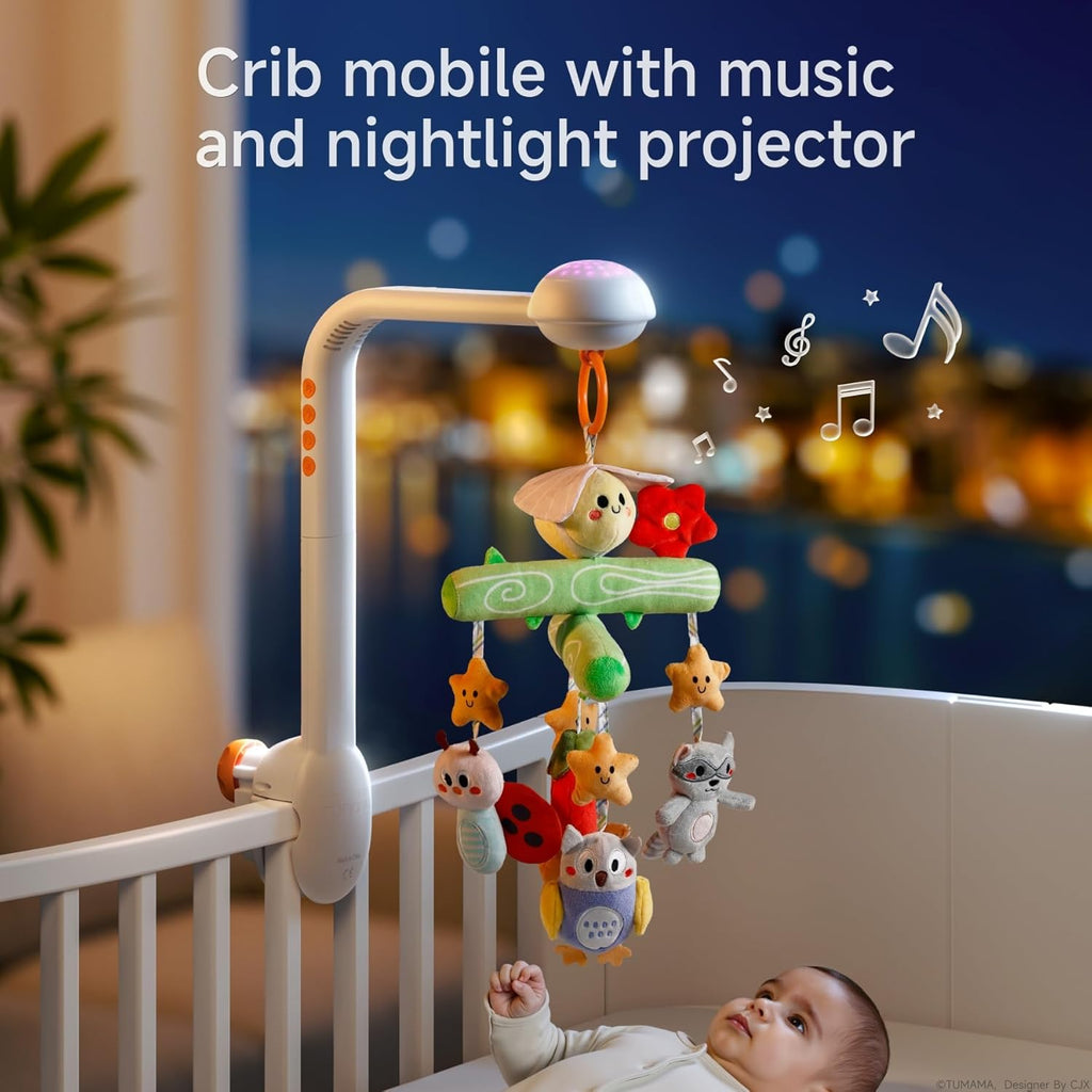 TUMAMA Crib Mobile - Musical Bee Nursery Toy with Remote Control, Starlight Projection & Lullabies
