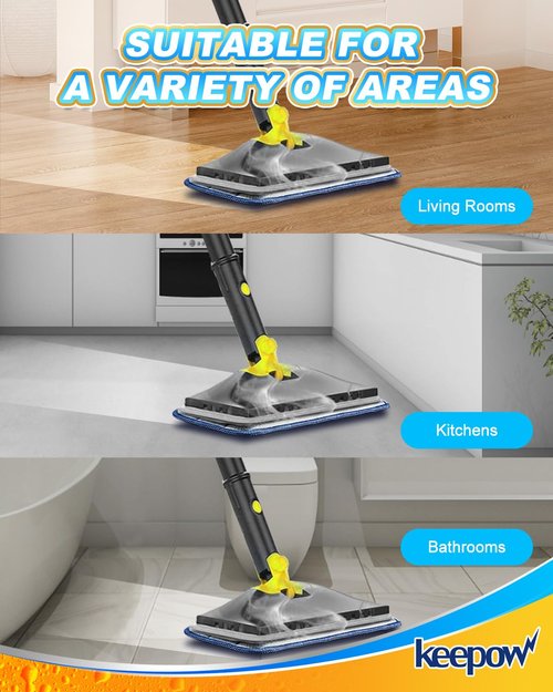 KEEPOW Steam Mop Pads Compatible with ScrubWiz Steam Mop Cleaner with Detachable Handheld Steamer, Reusable Replacement Accessories Steamer Mop Pads for Cleaning Floors and Carpets 8 Pack