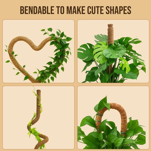 Craft911 Moss Pole Monstera Plant Support - 2 Pack 28” Bendable Stakes for Climbing Indoor Plants