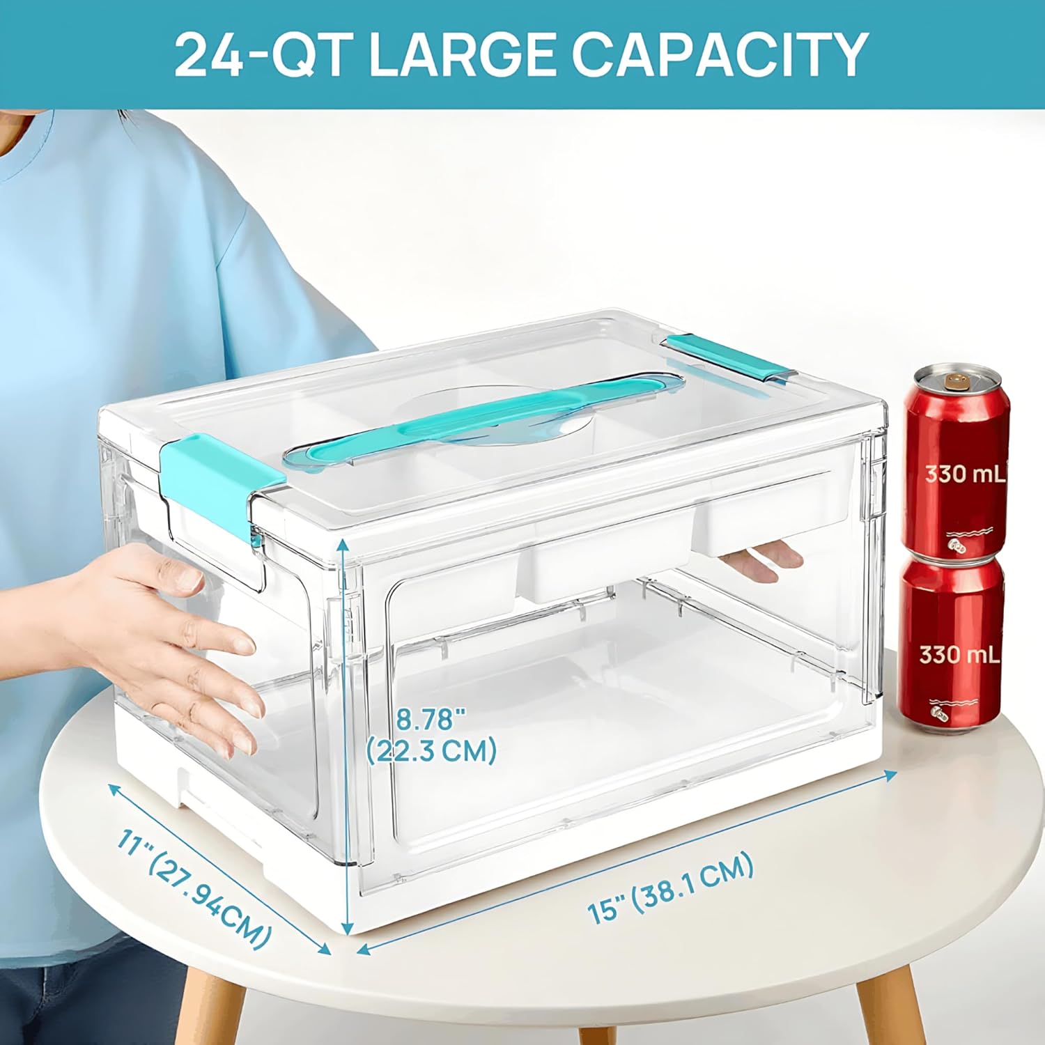 Vtopmart 24 QT Clear Plastic Craft Organizer - Removable Trays & Dividers for Art Supplies | Ideal Storage Box