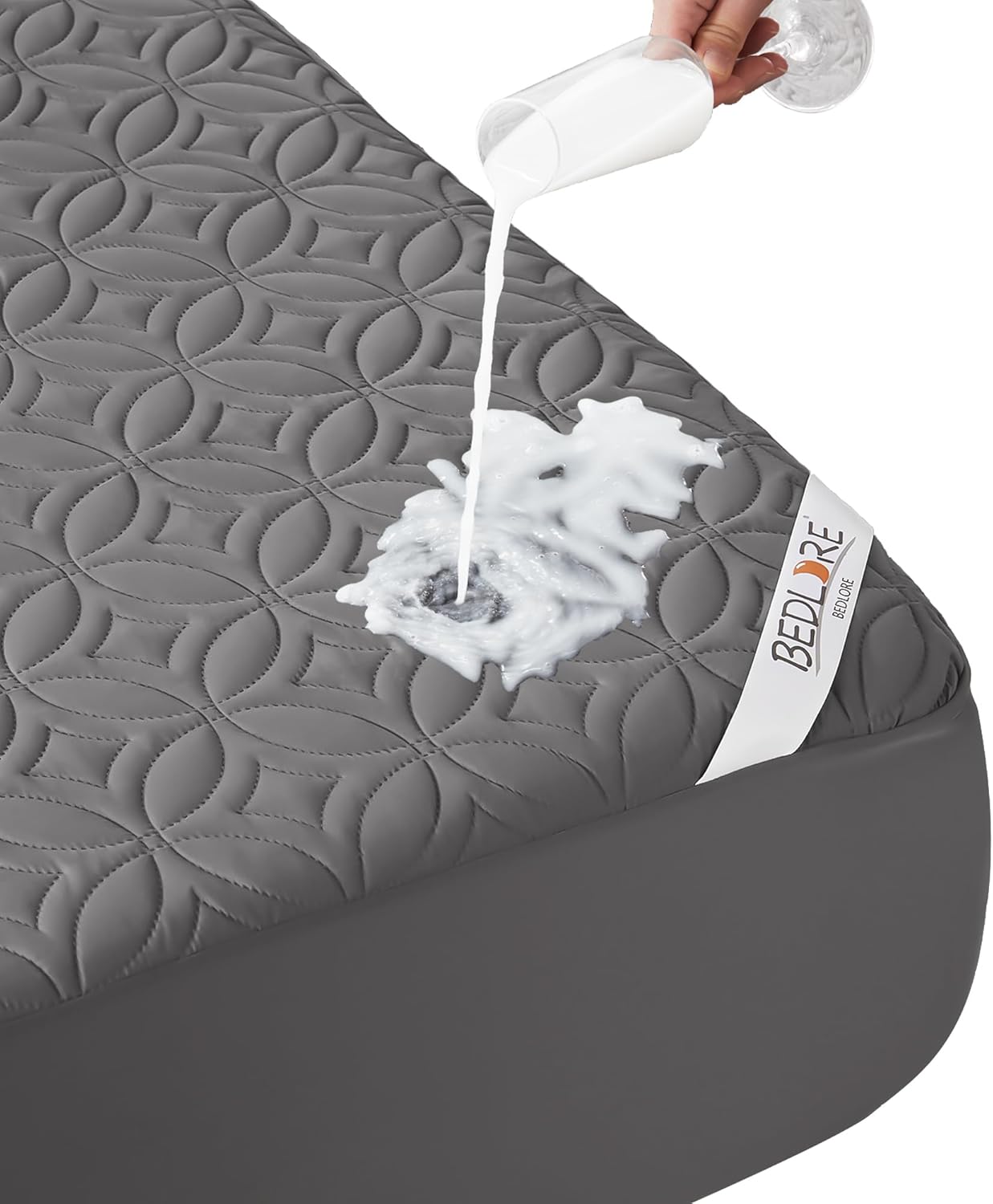 BEDLORE Waterproof Mattress Protector - Soft, Dirt-Proof Full Size Pad for 6"-15" Depth | Gray