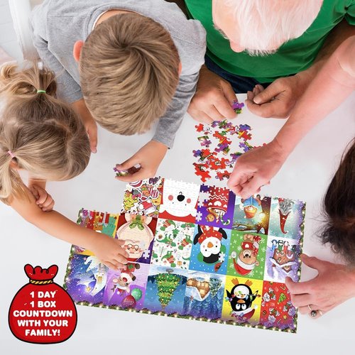 ArtCreativity Christmas Advent Calendar Puzzle | 1000-Piece Jigsaw with 24-Day Countdown for Kids