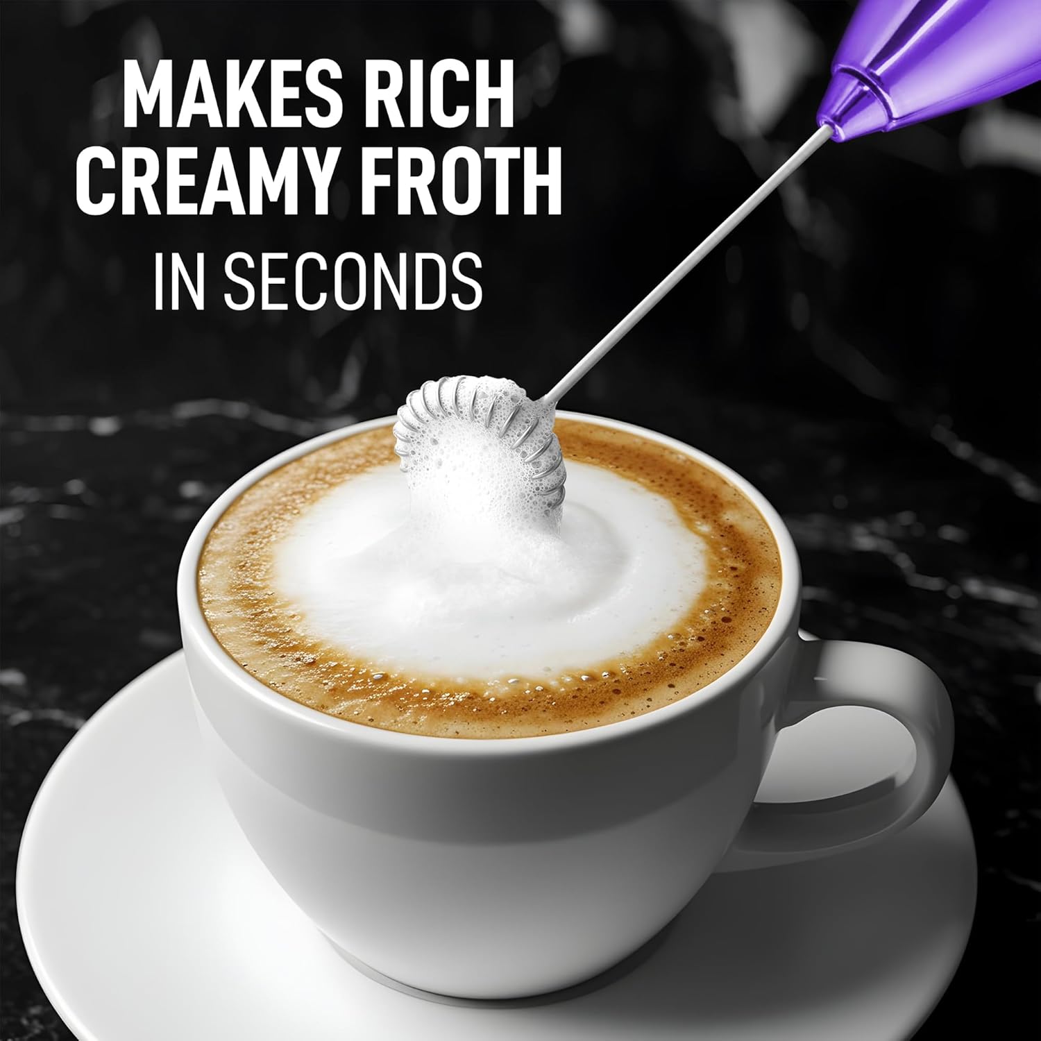 Zulay Kitchen Milk Frother - Handheld Electric Foam Maker for Coffee & Lattes | Deluxe Finish, Perfect Gift