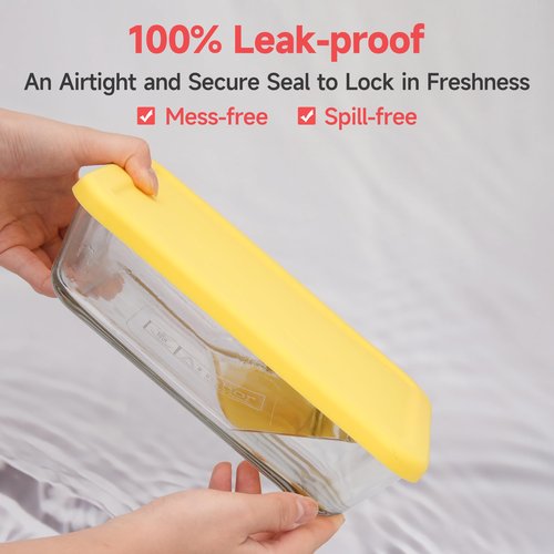 LUVCOSY 6 Cup Rectangle Silicone Storage Cover Lids Replacement for Anchor Hocking Glass Bowls (Container not Included) 2 Pack, Microwave, Dishwasher and Freezer Safe