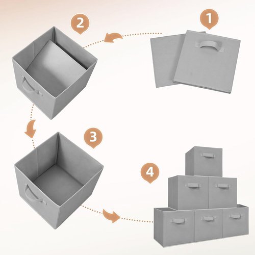 **Storage Maniac 11-Inch Collapsible Storage Cubes - Durable Fabric Bins for Closet & Office | 6-Pack Grey**