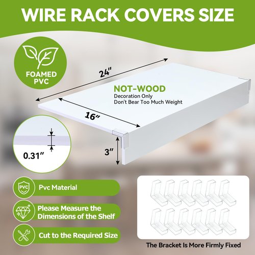 HKXALHHDD 5 PCS Wire Shelf Covers,24 * 16 Wire Rack Covers for Shelves,PVC Wood-Look Faux Shelf Cover for Wire Shelving,Moisture Resistant Durable,Easy to Cut Install,Shelfs Cover for Pantry Closet