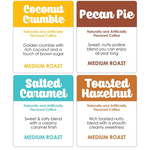 Donut Café Gourmet Coffee Variety Pack - Medium Roast Flavors: Pecan Pie, Coconut Crumble & More | 80 Single Serve Pods for Keurig