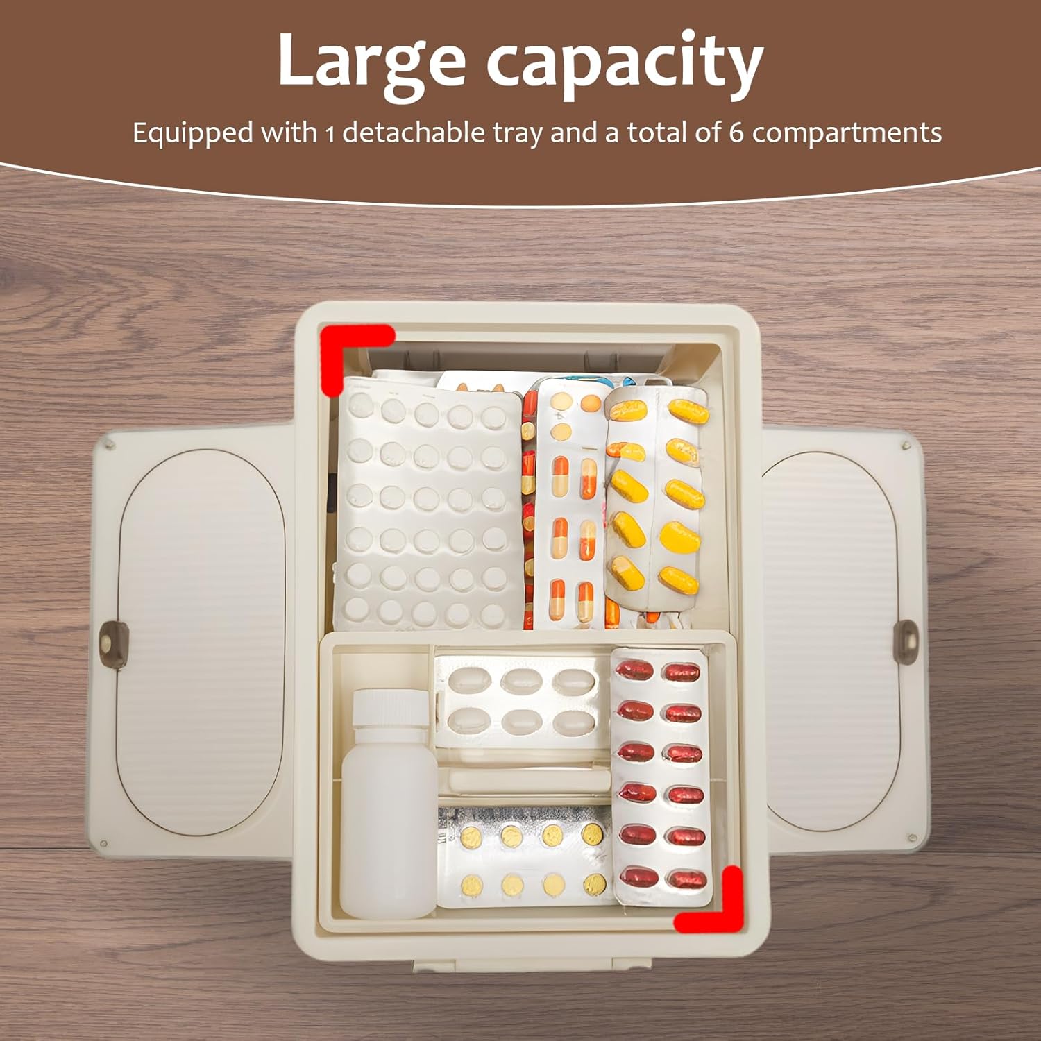 Skiennix 3-Tier Medicine Organizer - Portable Storage Box with Handle & Wheels, Large Capacity First Aid Container