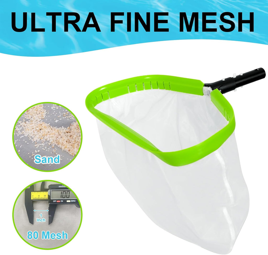 Skiennix Ultra Fine Mesh Pool Leaf Skimmer Net - Heavy Duty Aluminum Frame & Deep Bag for Debris Cleaning