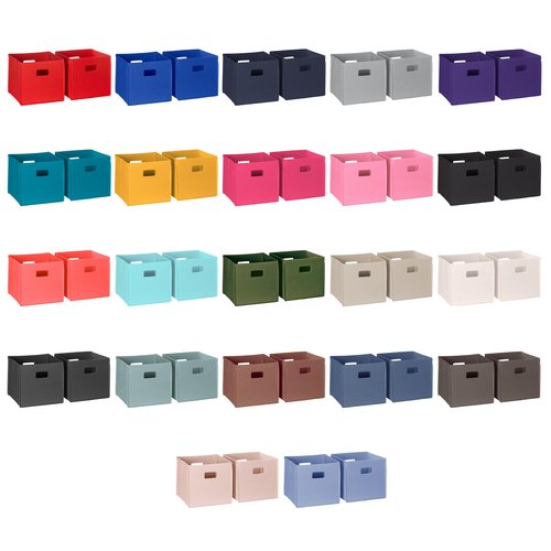 RiverRidge Kids 2pc Fabric Collapsible Storage Cube Organizers with Handles for Playroom Organization - Cream