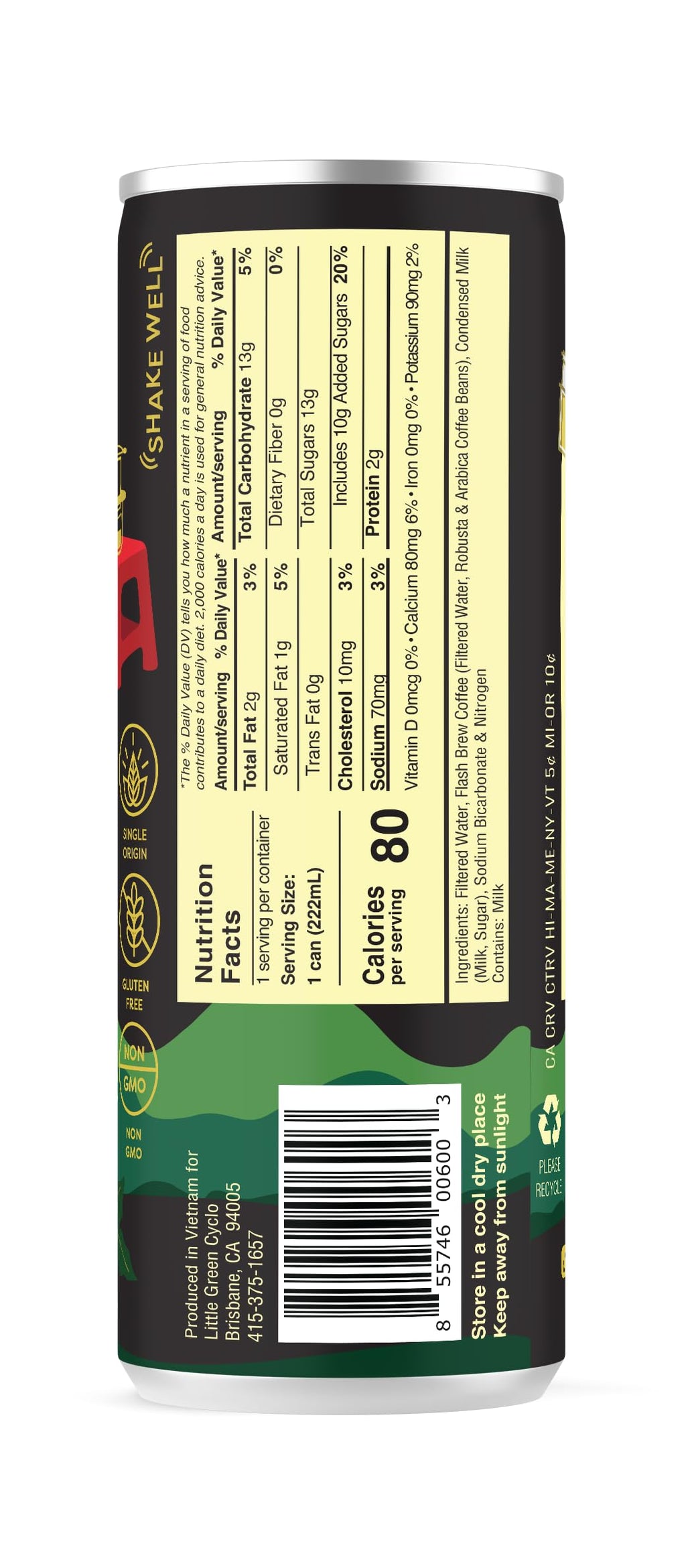 Little Green Cyclo Vietnamese Coffee – Classic Cà Phê Sữa Đá – 12-Pack, Ready-to-Drink, 7.5 oz Cans
