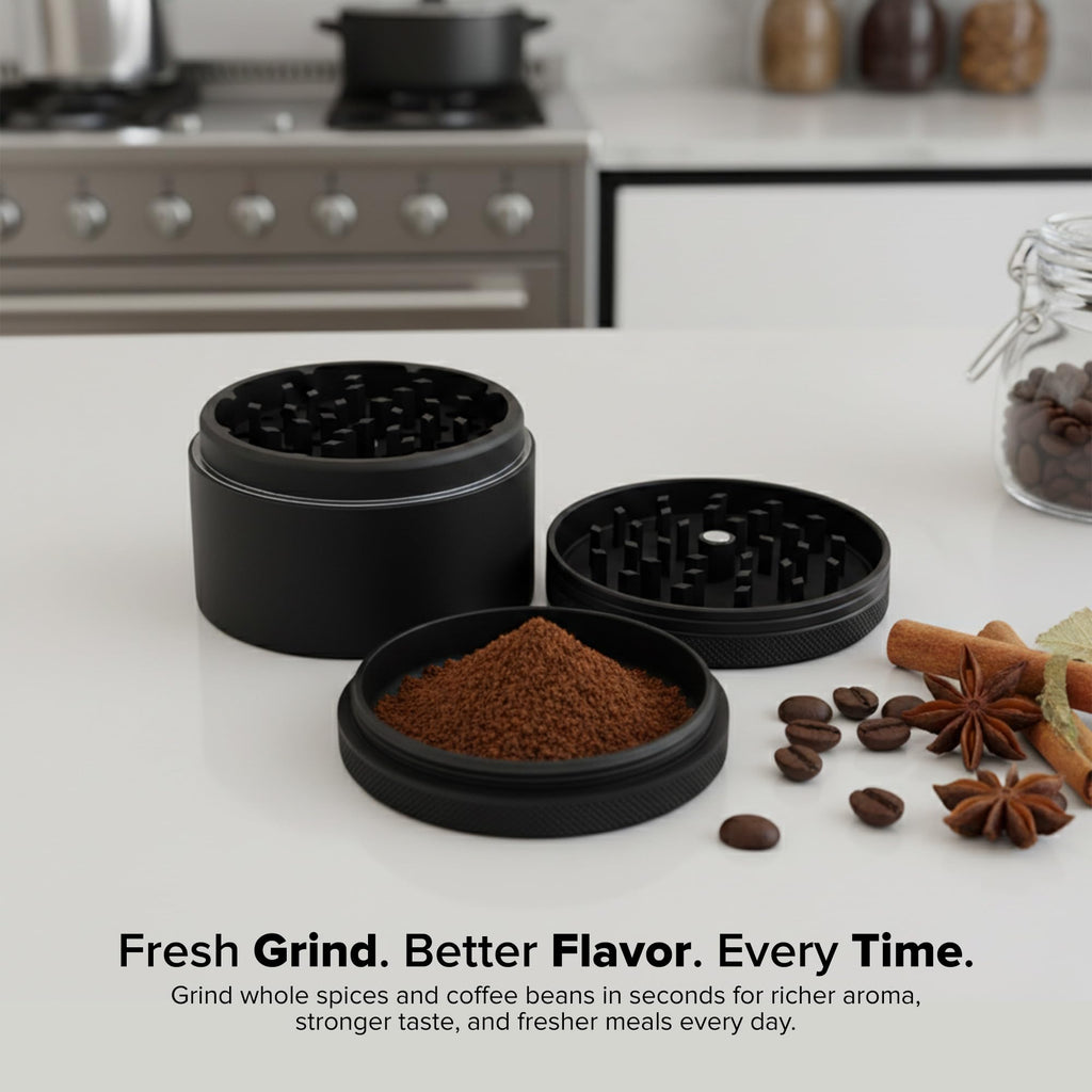 HerbSaver 2.5 Inch Aluminum Spice Grinder (Black)