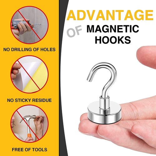 DIYMAG Neodymium Magnetic Hooks - 100 Pack for Home, Kitchen, Office & Garage Organization