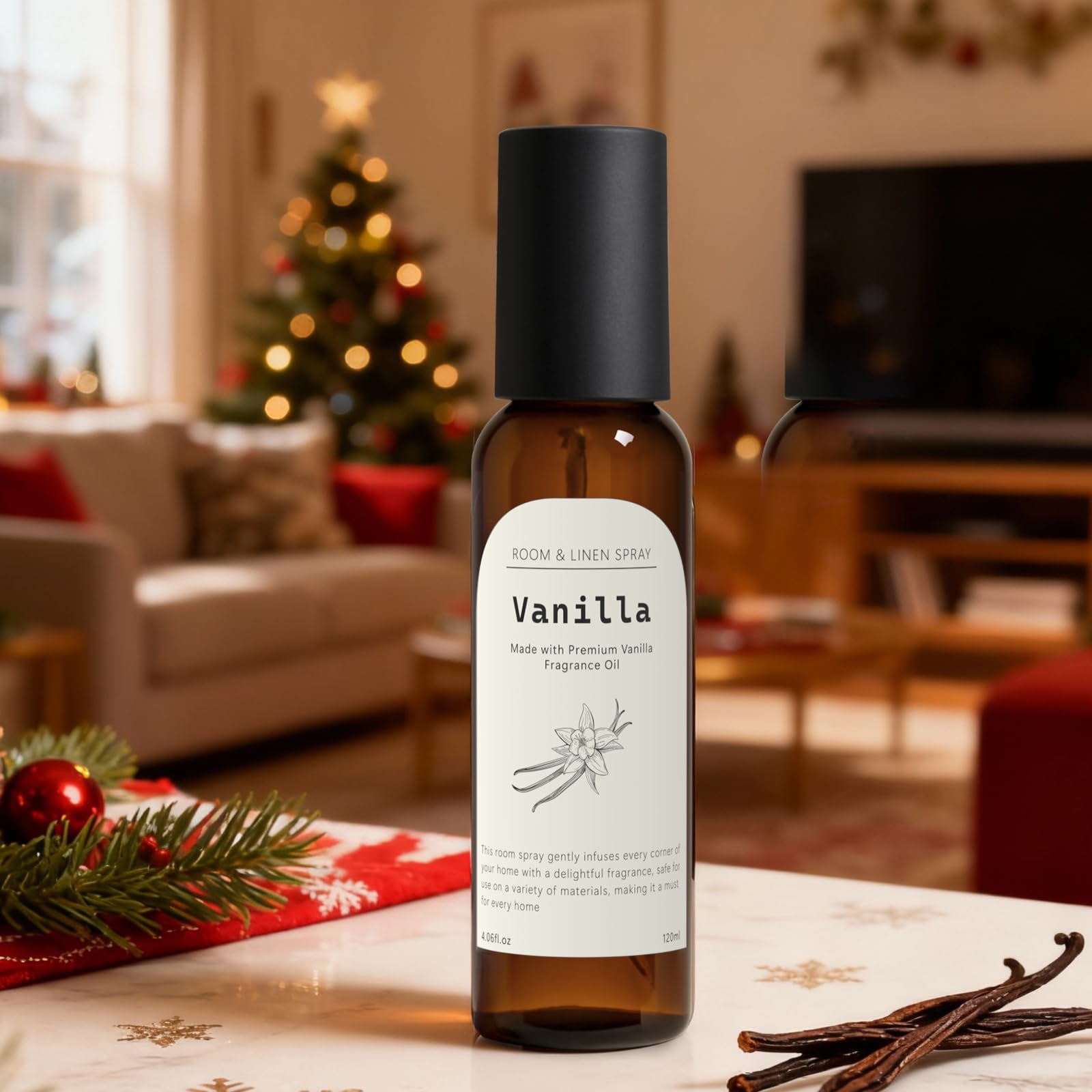 Vanilla Fragrance Room Spray, Long-Lasting Room Freshener for Home, Bathroom and Kitchen, Air Freshener Spray, Odor Eliminator, 2 x 4.06 fl oz