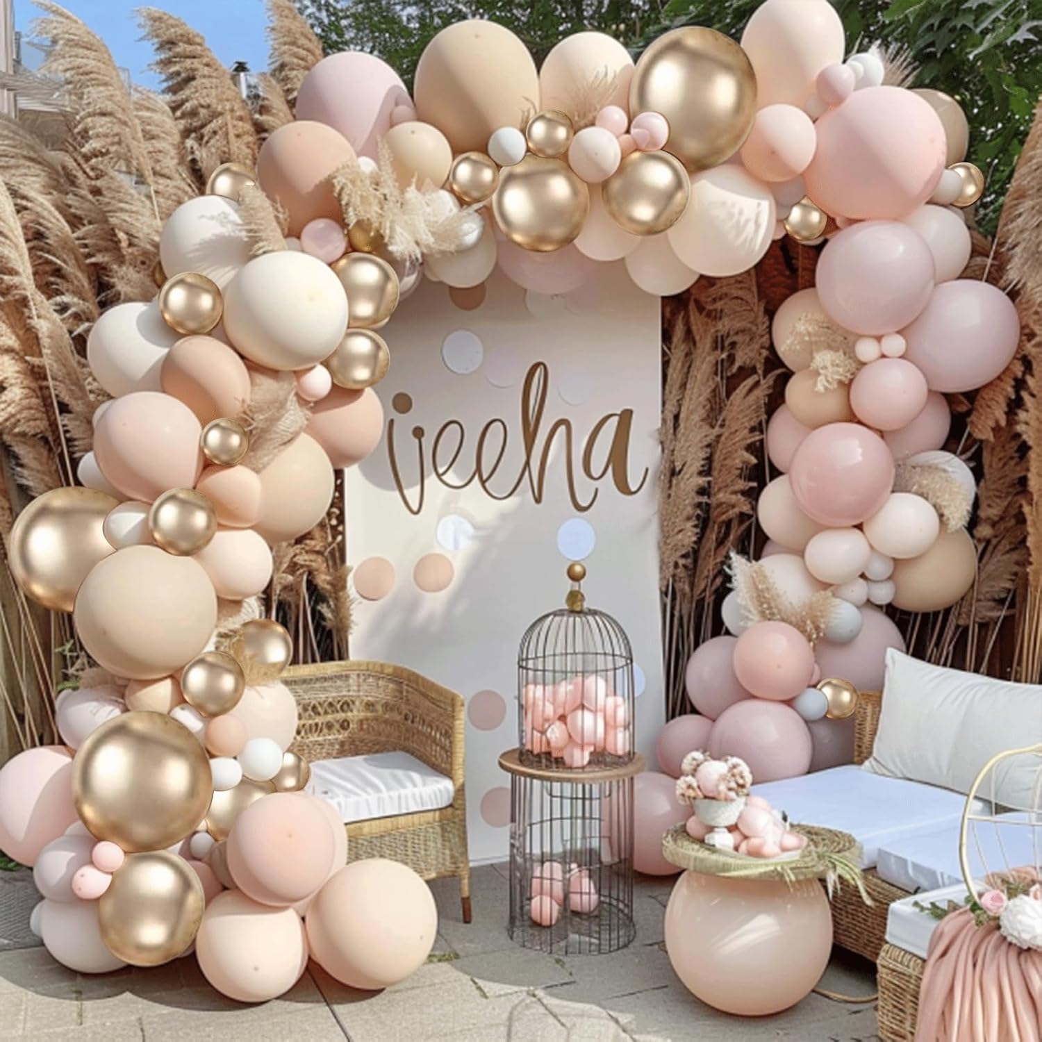 Skiennix Balloon Arch Kit - Dusty Pink & Gold Balloons for Valentine's Day | Wedding & Party Decor