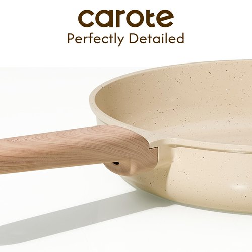 CAROTE 10" Frying Pan Set, Non-Toxic PTFE & PFOA Free Fry Pan & Omelet Pan, Compatible with Induction, Ceramic, Gas Cooktops