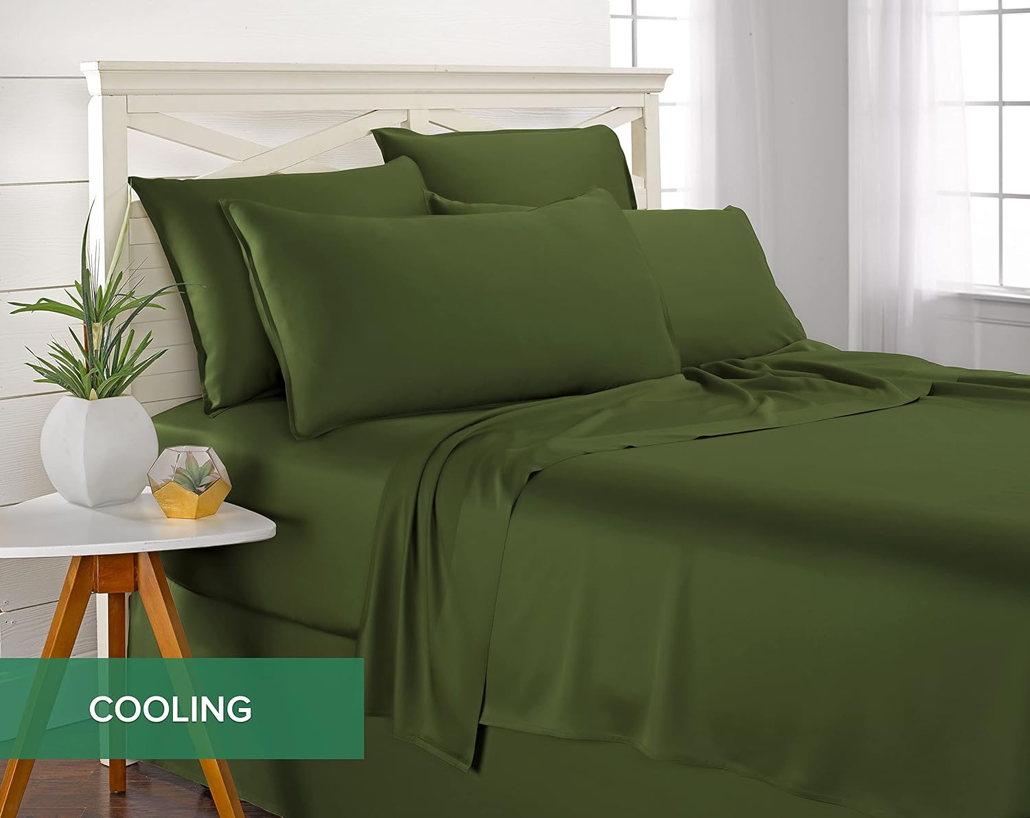 Pure Bamboo Twin Sheets - 100% Organic Viscose Bed Sheet Set | Luxuriously Soft & Cooling (Twin, Pesto)