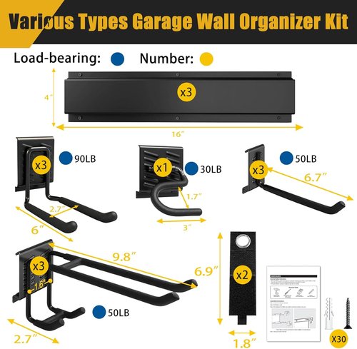KOFANI Heavy Duty Garage Wall Organizer - 700LB Capacity | 48-Inch Adjustable Tool Rack for Shed & Yard Storage