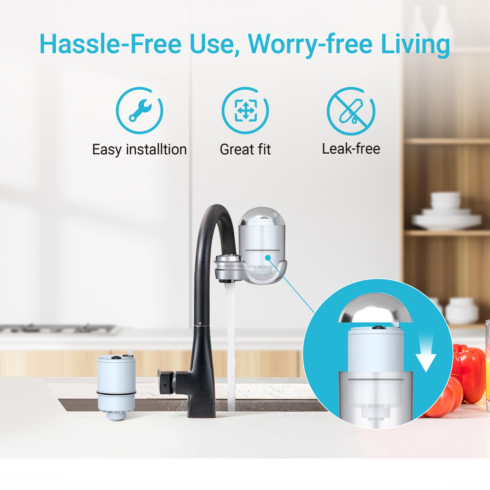 [Alkaline] AQUA CREST CF08D Faucet Filter, Compatible with All PUR® Plus Water Filter, PUR® Plus RF9999® Faucet Water Filter, 6-Month, 600-Gallon, 2 Pack