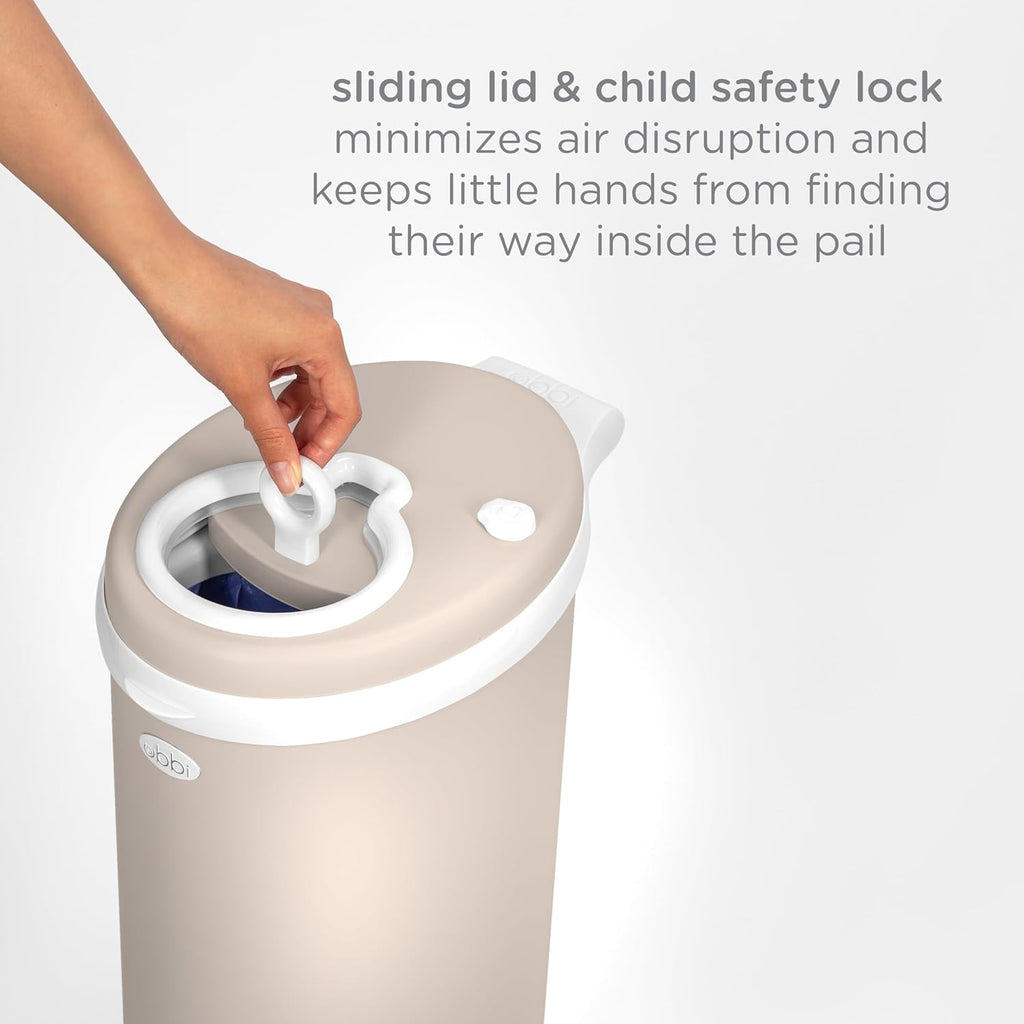 Ubbi Stainless Steel Diaper Pail - Odor Locking Design | No Special Bag Required, Taupe Finish