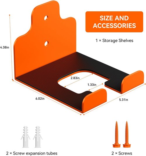 JNIHEEP Garage Organizer - Wall-Mounted Trimmer Rack for Garden Tools | 3-Pack in Orange