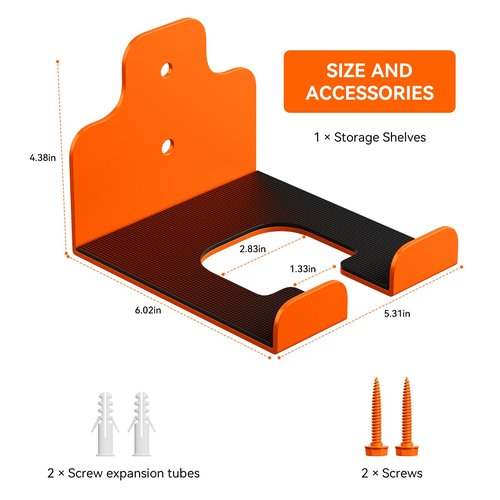 JNIHEEP Garage Organizer Trimmer Rack, Garden Power Tool Hanger Weed Whackers Holder Wall Mounted for Grass Trimmer, Hedge Trimmer, Garage Trimmer, Garden Tools,1 Pack(Orange)