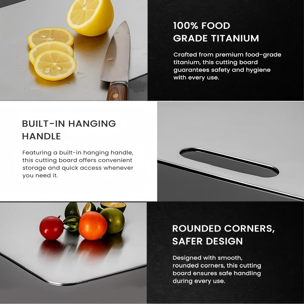 Titanium Cutting Board, Double Sided - Non Slip, Dishwasher Safe Chopping Board for Kitchen, Non Toxic, Easy to Clean, 2026 Upgrade (100% Pure Food Grade Titanium) (18''L x 12''W)